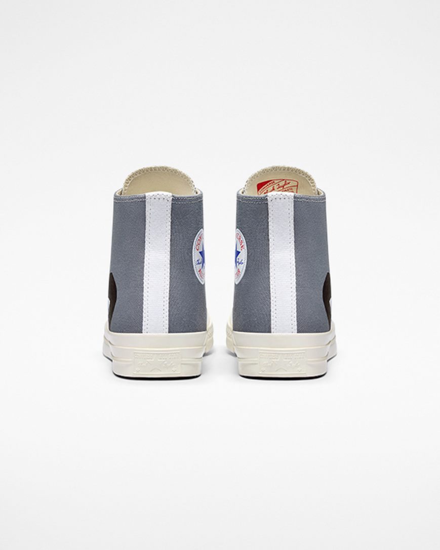 Men's Converse x Comme des Garçons PLAY Chuck 70 High Top Shoes Grey / Black | AU C1598R